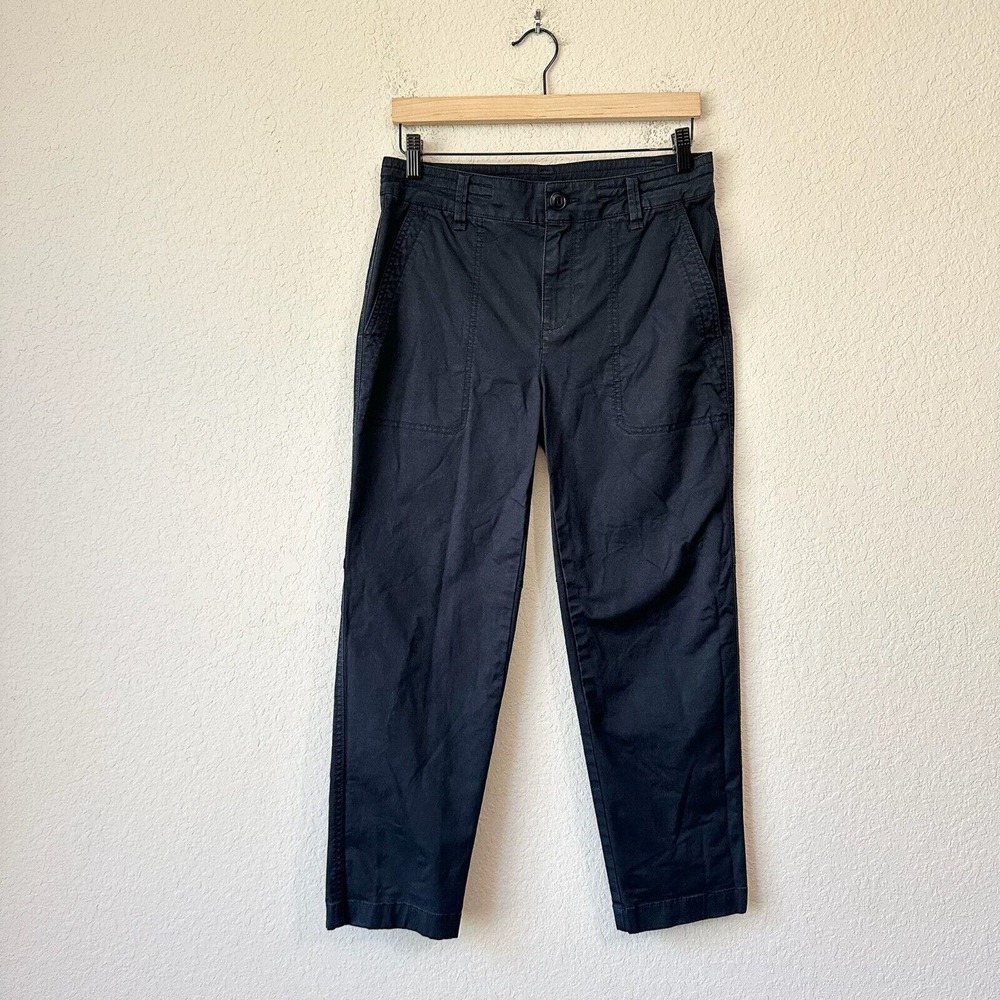 VINCE Womens Large Pockets Cotton Ankle Pants Washed Navy #V547921634